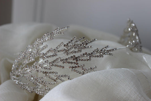 Harper silver bridal headpiece