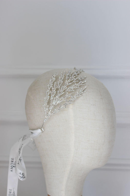 Harper silver bridal headpiece