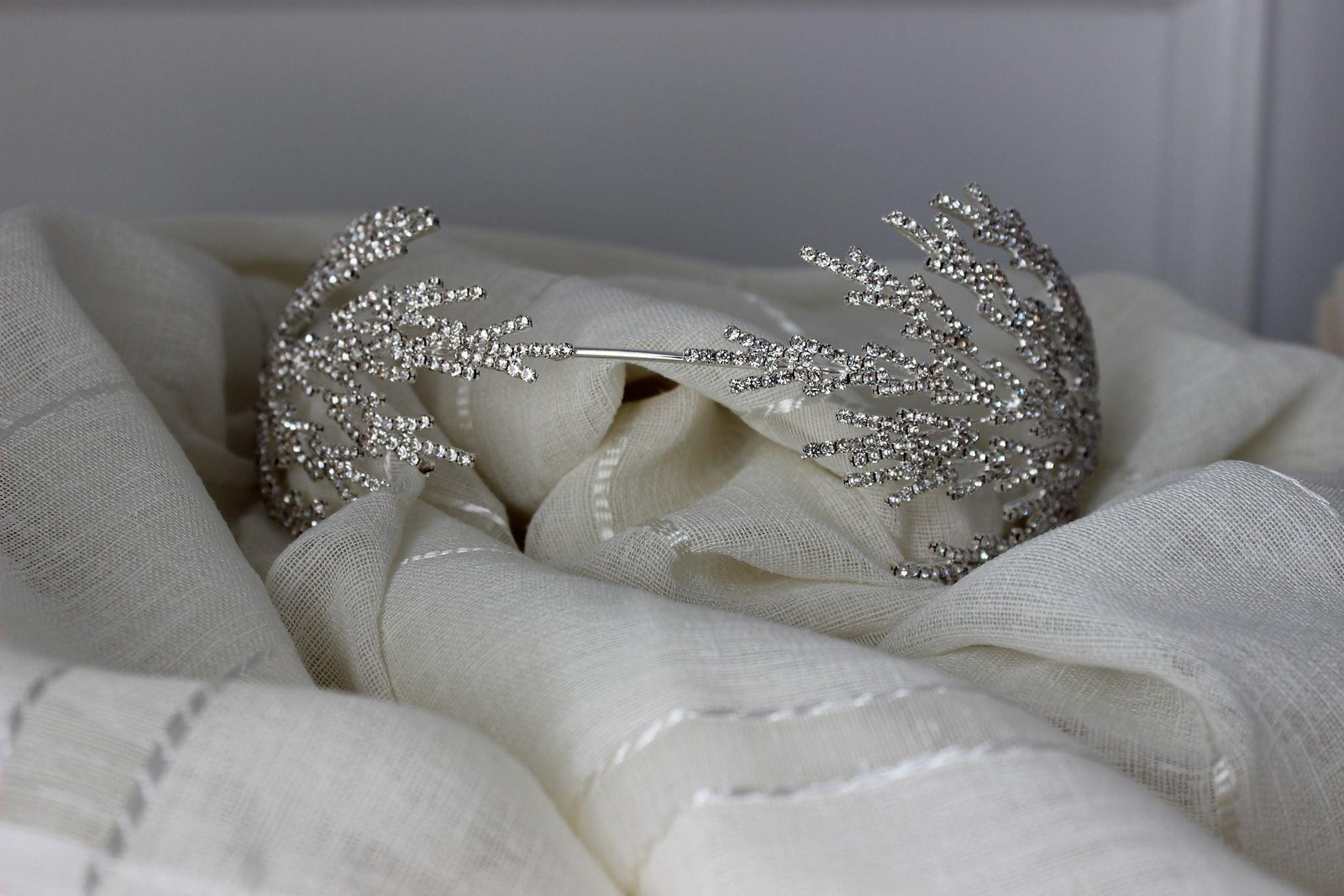 Harper silver bridal headpiece