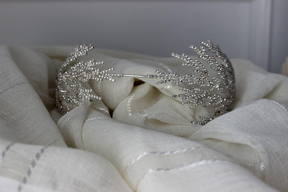 Harper silver bridal headpiece