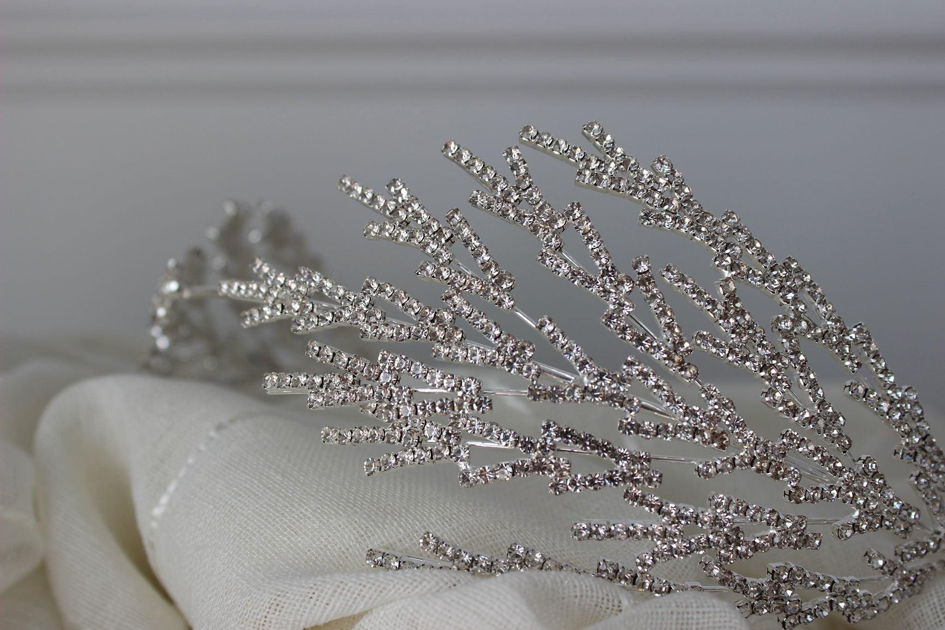 Harper silver bridal headpiece
