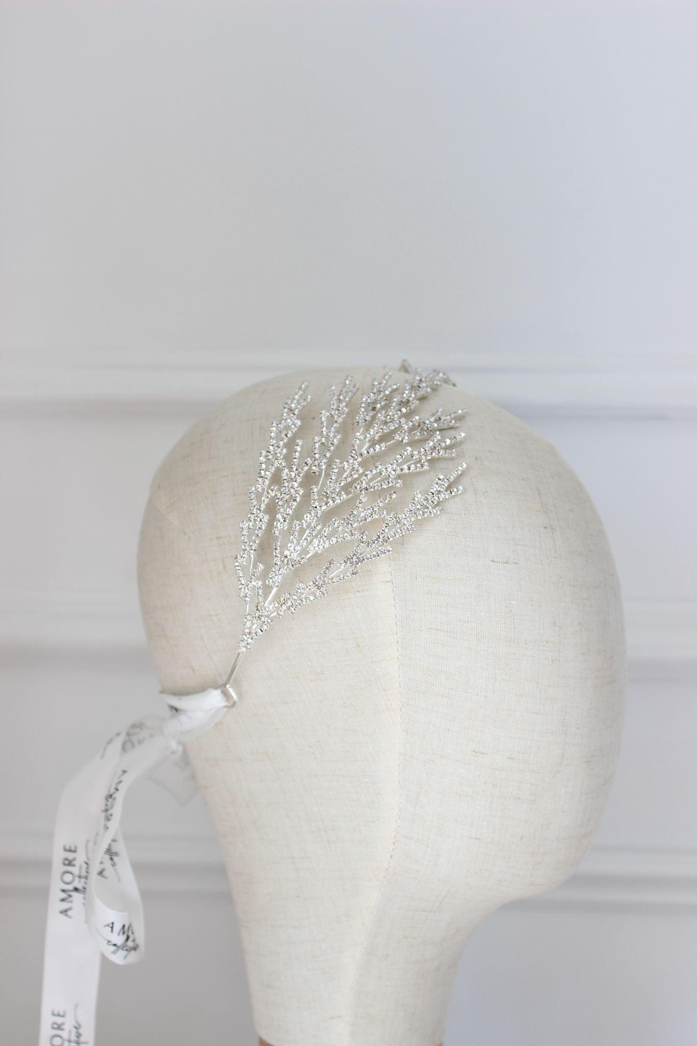 Harper silver bridal headpiece