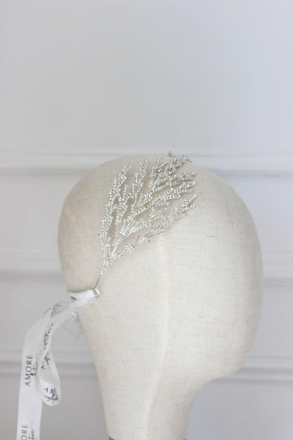 Harper silver bridal headpiece
