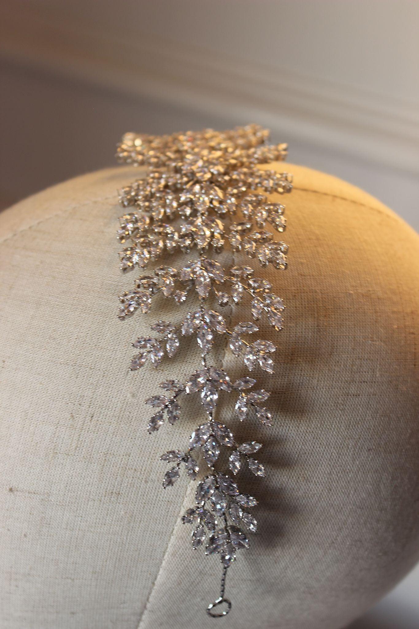 Isabel silver bridal headpiece