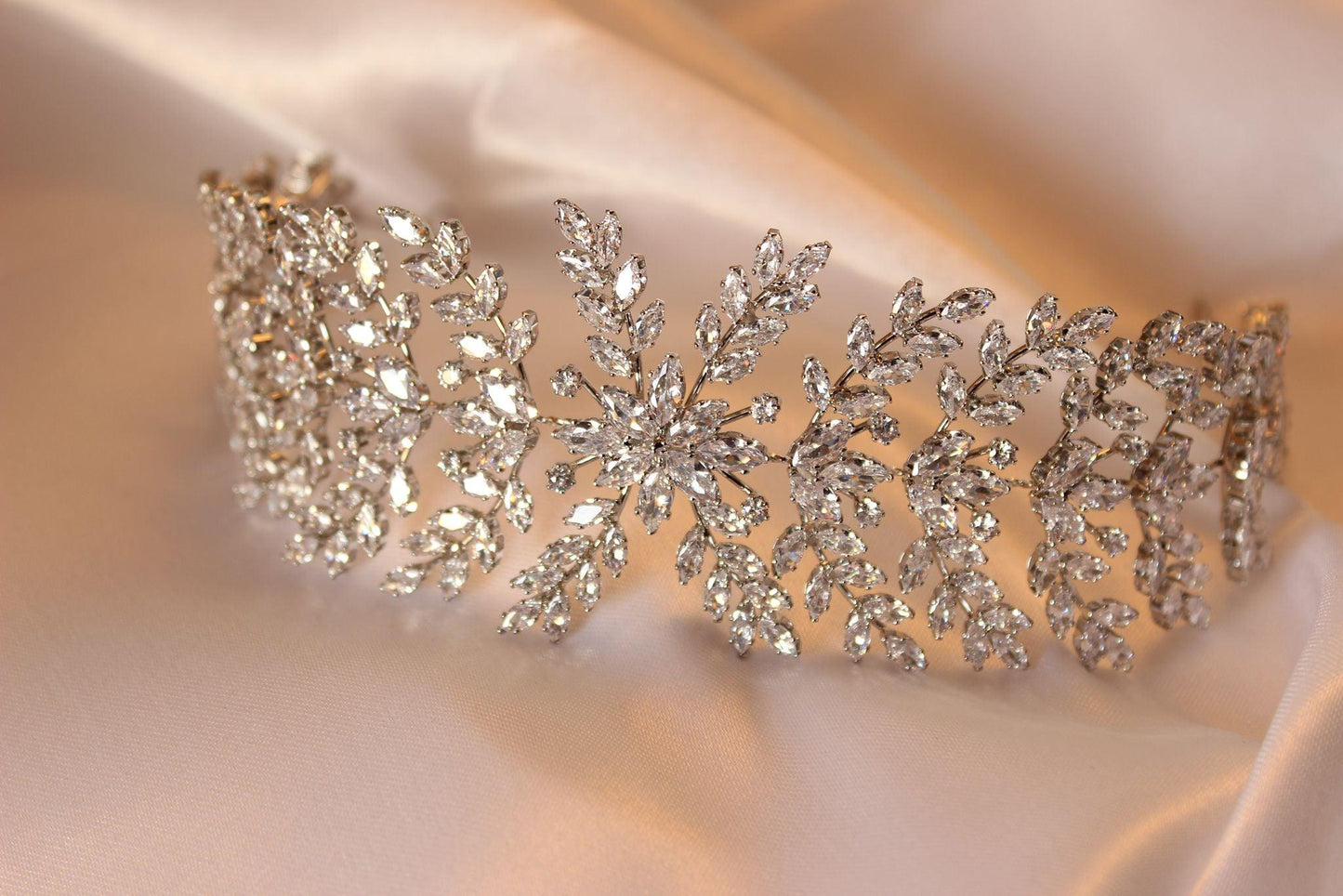 Isabel silver bridal headpiece