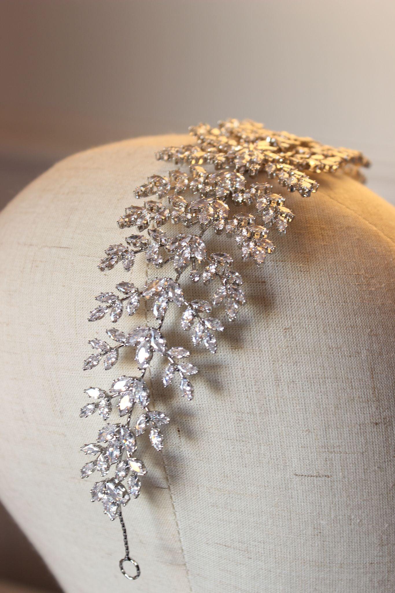 Isabel silver bridal headpiece