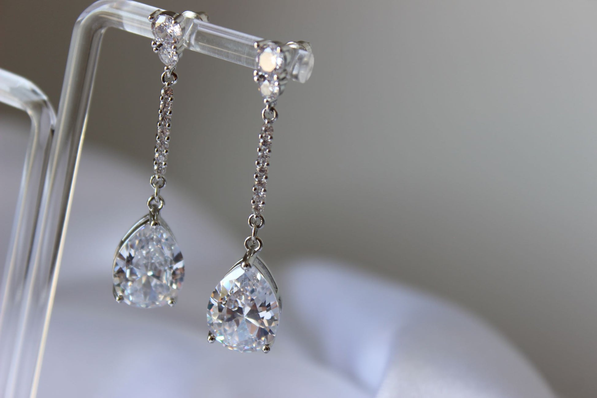 Jada Silver Pear-Shaped Drop Earrings