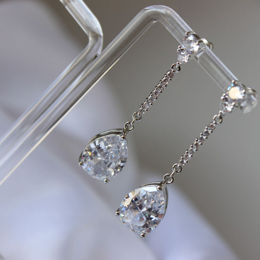 Jada Silver Pear-Shaped Drop Earrings