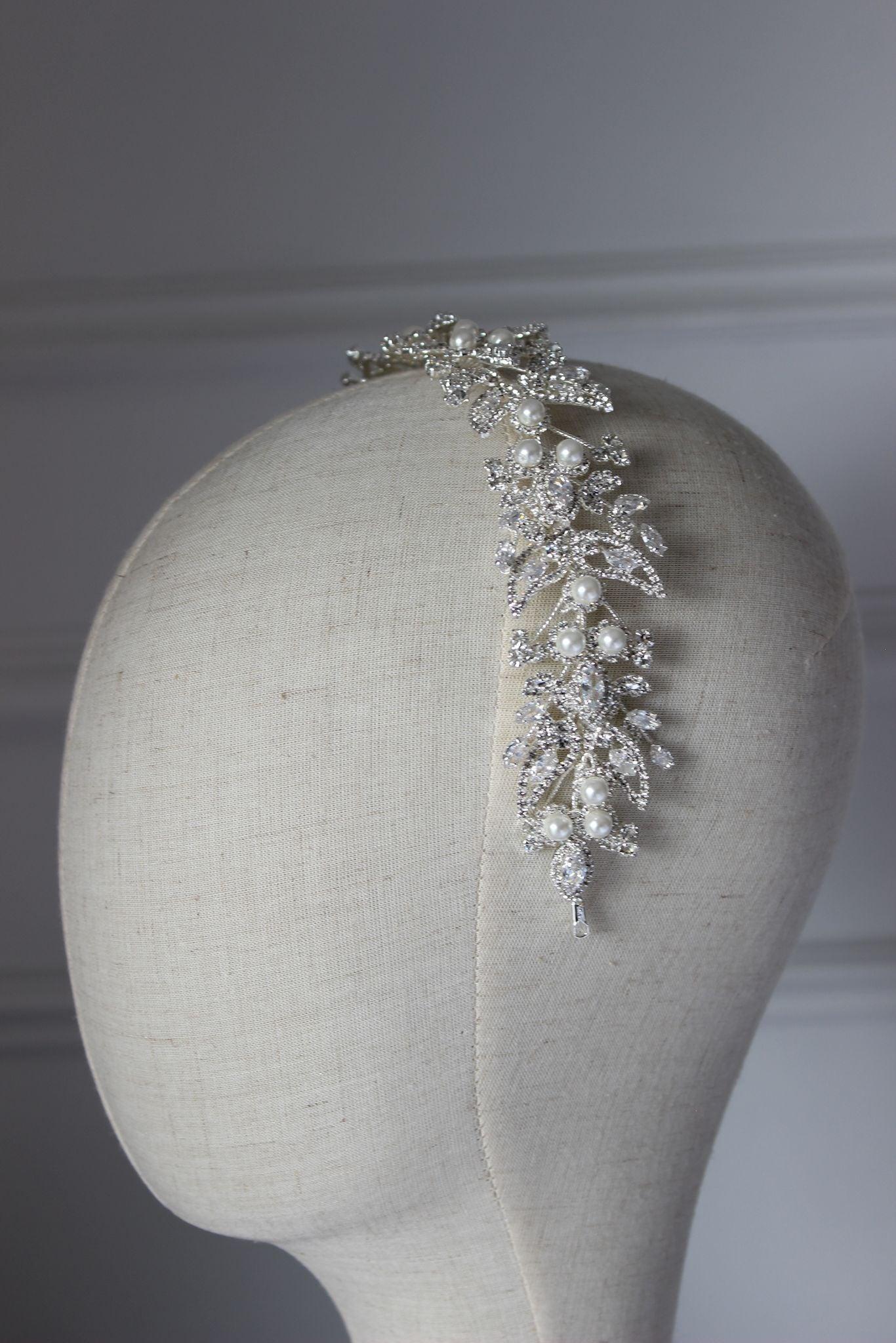 Juliette silver & pearl bridal headpiece