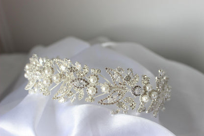Juliette silver & pearl bridal headpiece