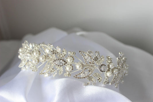 Juliette silver & pearl bridal headpiece