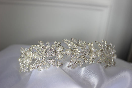 Juliette silver & pearl bridal headpiece