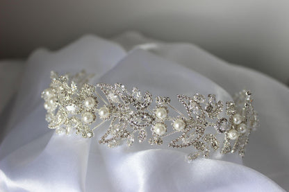 Juliette silver & pearl bridal headpiece