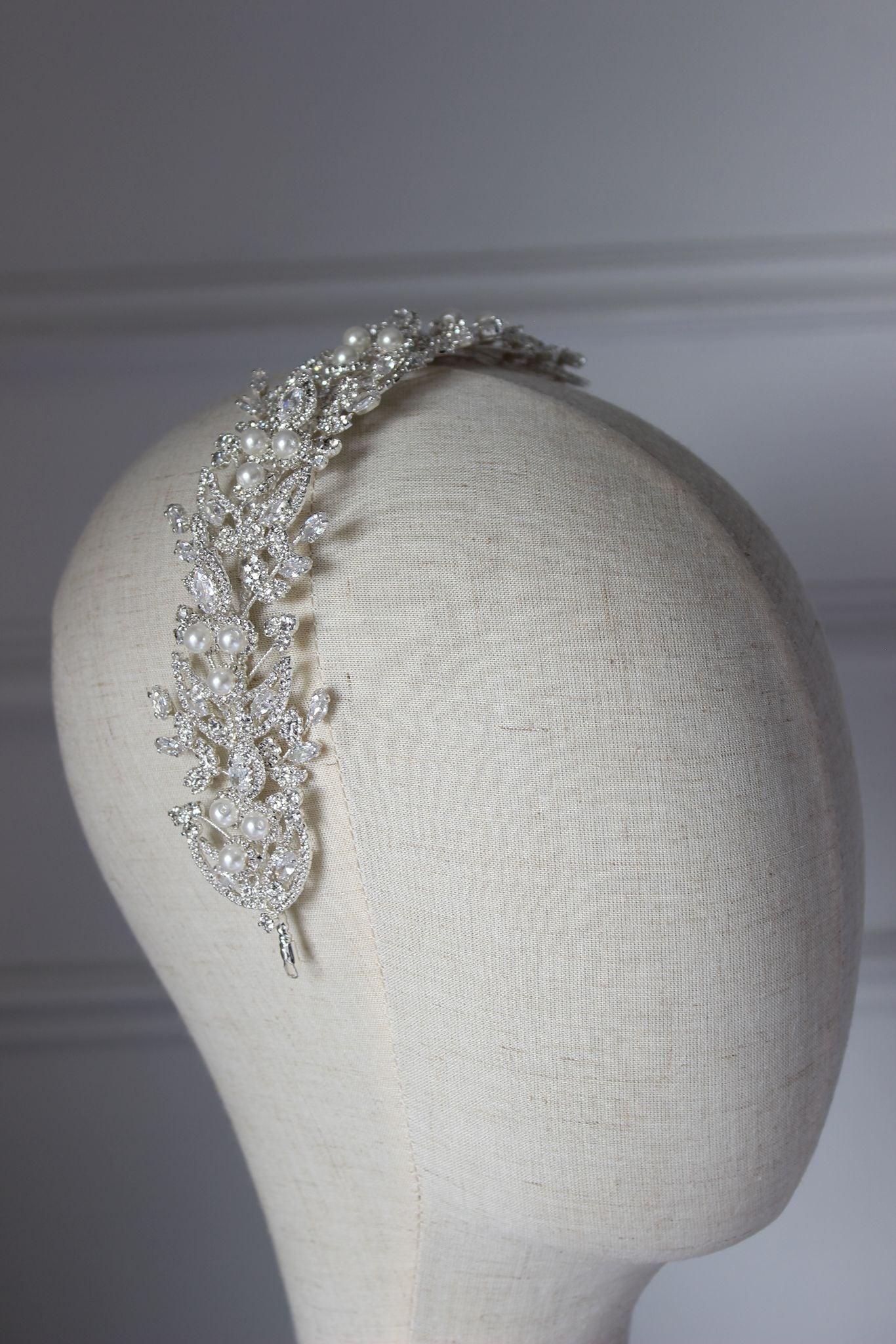 Juliette silver & pearl bridal headpiece