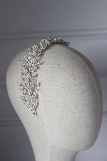 Juliette silver & pearl bridal headpiece