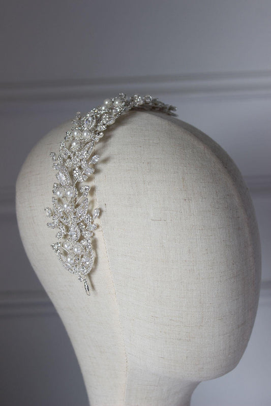 Juliette silver & pearl bridal headpiece