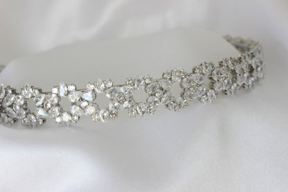 kaia silver bridal headband flower design