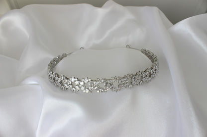 kaia silver wedding headband flower design
