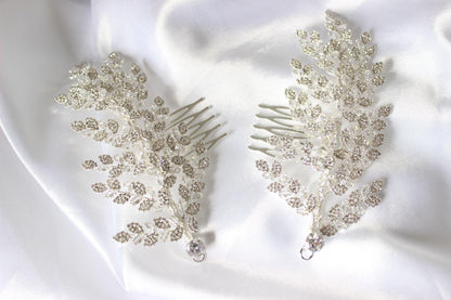 Kaira crystal silver bridal hair pin set