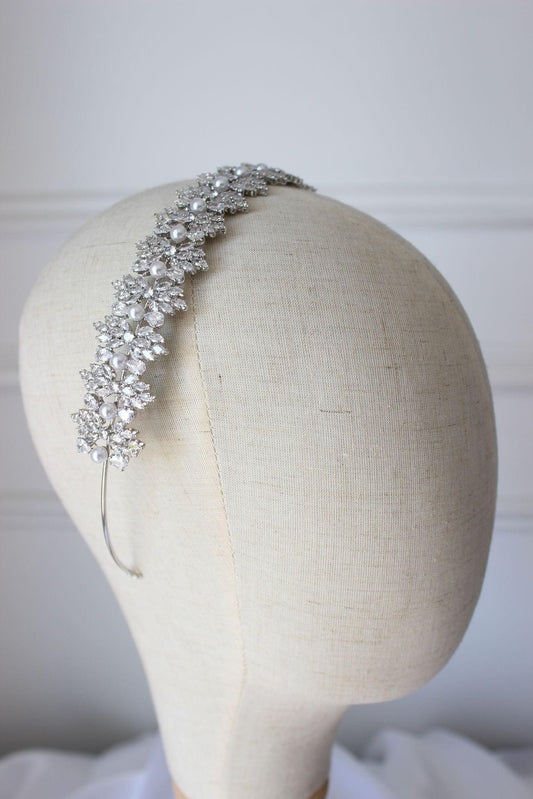 Karmela crystal silver bridal headband