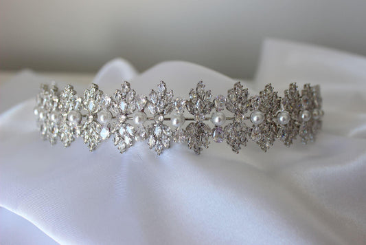 Karmela crystal silver bridal headband