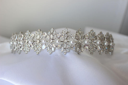 Karmela crystal silver bridal headband