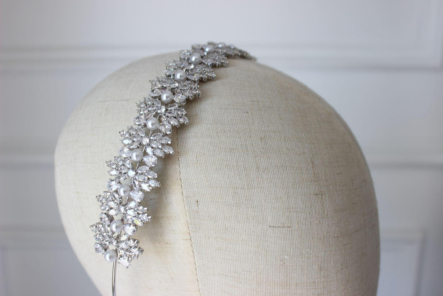 Karmela crystal silver bridal headband