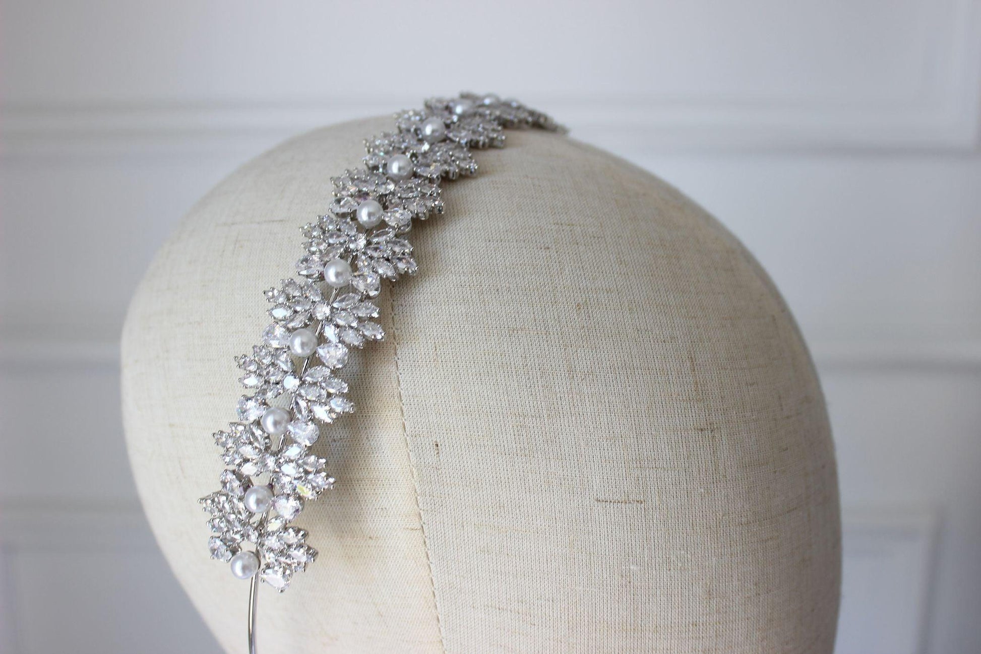Karmela crystal silver bridal headband
