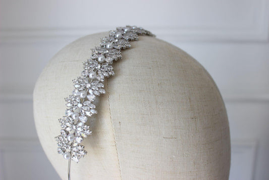 Karmela crystal silver bridal headband
