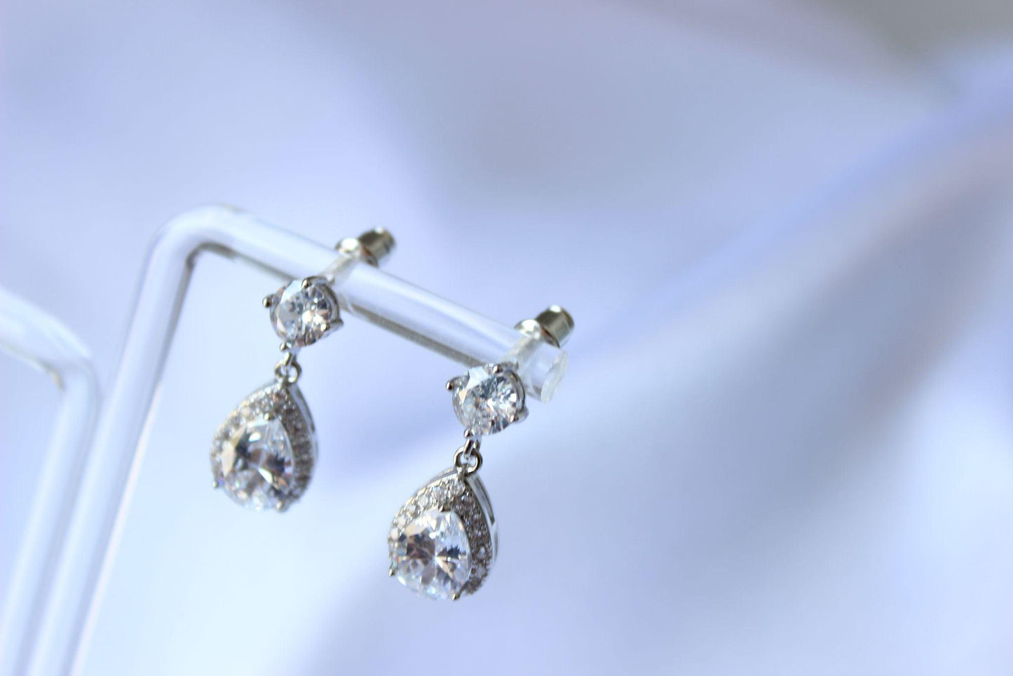 Karmela pear shaped bridal earrings