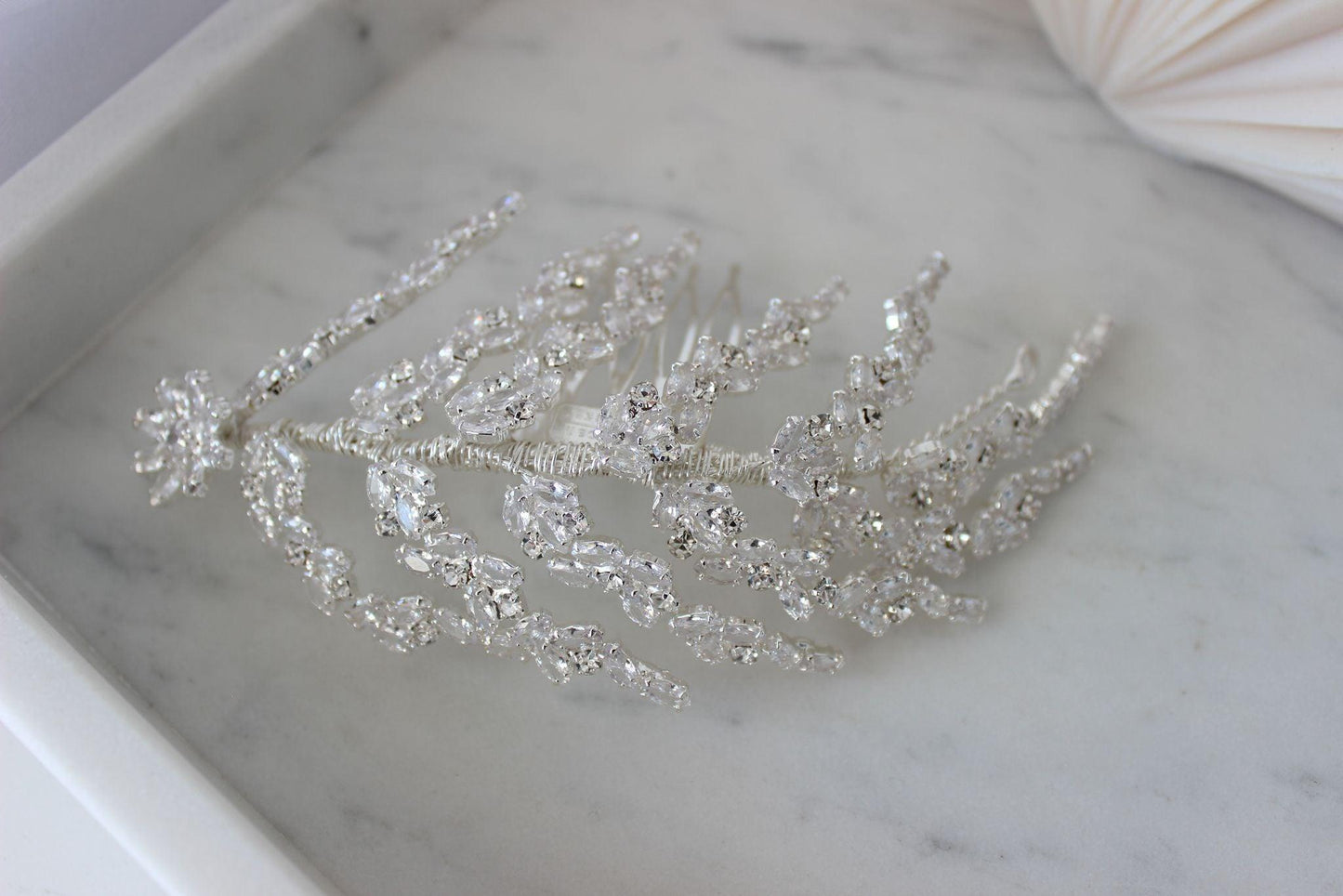 Katie silver crystal bridal hair pin