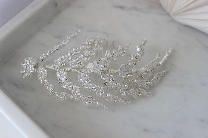 Katie silver crystal bridal hair pin