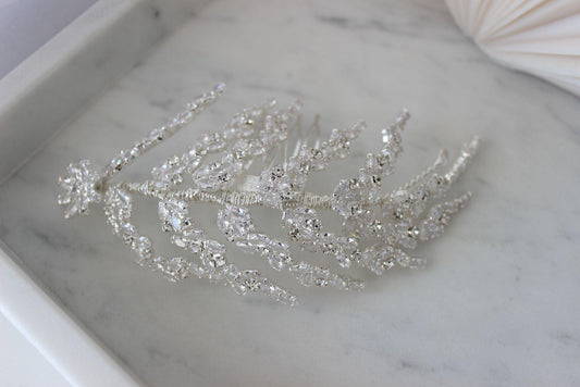 Katie silver crystal bridal hair pin