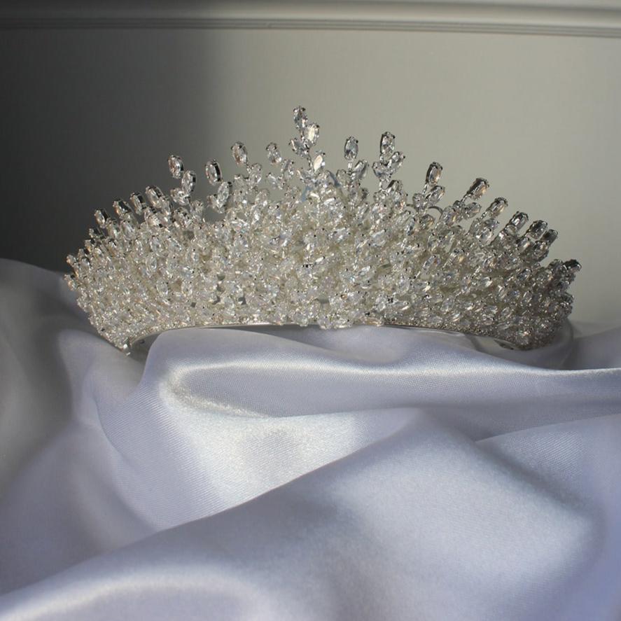 katya large bridal crown in silver