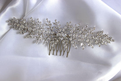 Kira silver crystal bridal hair pin