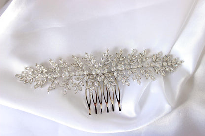 Kira silver crystal bridal hair pin
