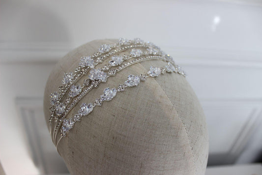 Klara silver bridal headband