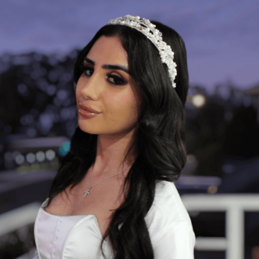 Leah gold pearl & crystal bridal headband