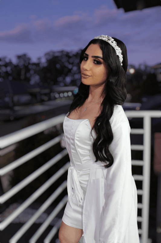 Leah silver pearl & crystal bridal headband