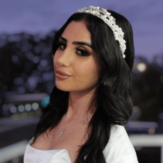 Leah silver pearl & crystal bridal headband