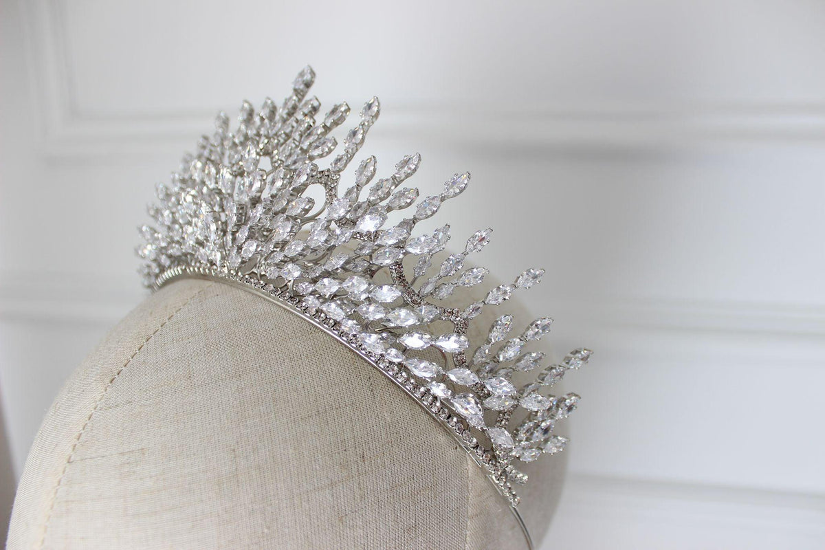Liana large silver bridal crown