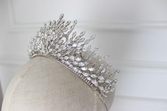 Liana large silver bridal crown