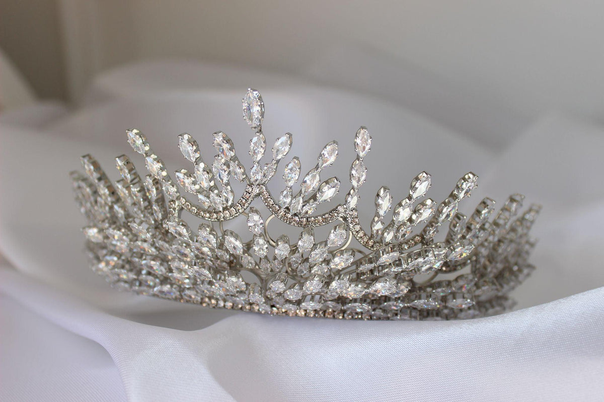 Liana large silver wedding crown