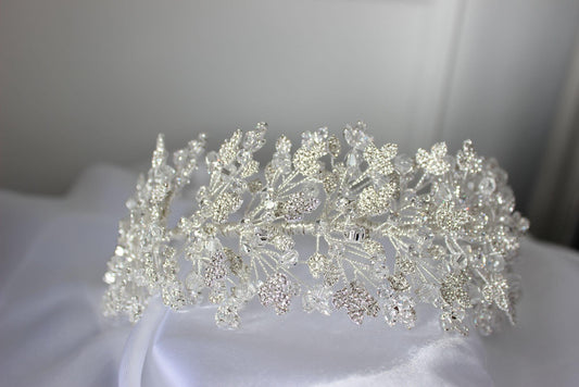 Luna silver crystal bridal headpiece