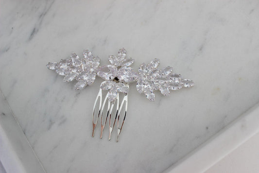 Mara crystal silver bridal hair pin