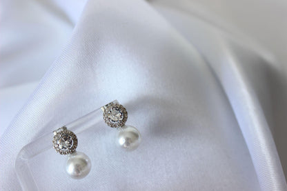 Mariane pearl drop cubic zirconia silver earrings