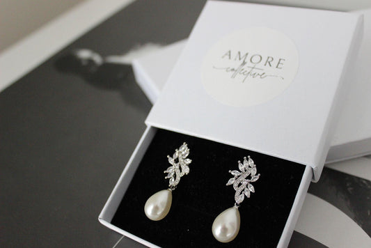 Marina pearl drop silver earrings