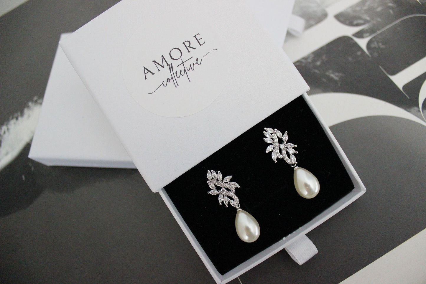Marina pearl drop silver earrings