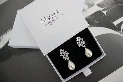 Marina pearl drop silver earrings