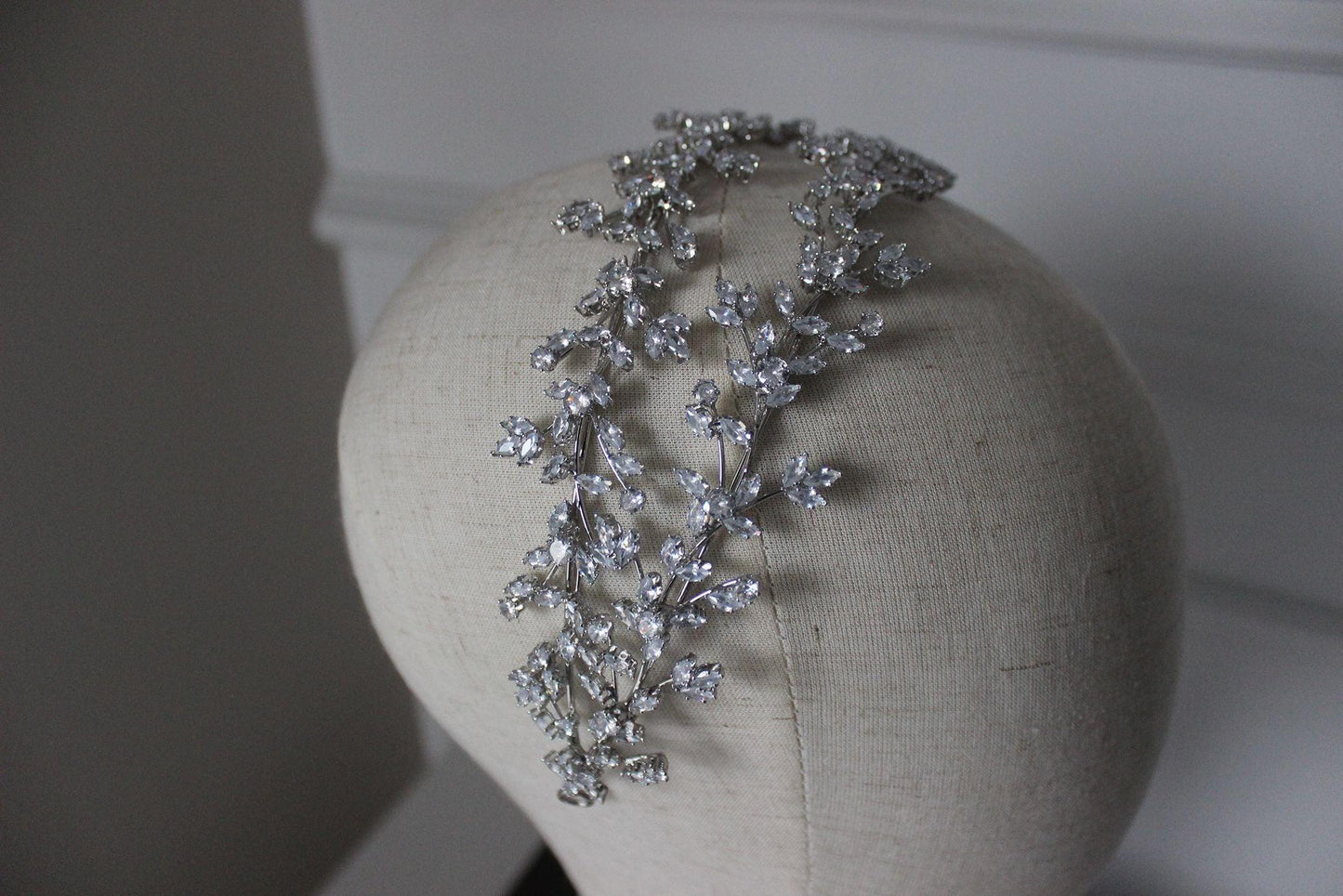 Nadia silver crystal bridal headband